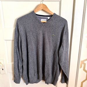 Lacoste Men's Charcoal V-Neck Sweater
